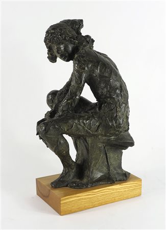 Augusto Murer 1922-1985 "Arlecchino" h. tot cm. 52 - scultura in bronzo a...