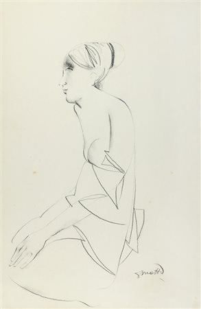 Lino Dinetto 1927 "Modella di profilo" cm. 55x36 - disegno su carta Firmato...