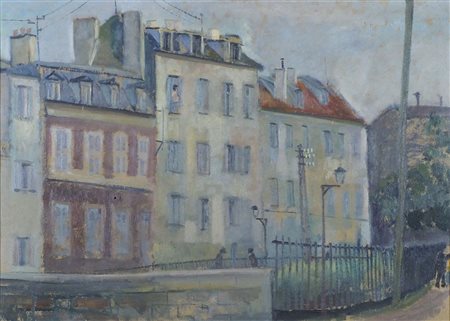 Enrico Fonda Fiume 1892-Parigi 1929 "Case in città" cm. 50x70 - olio su...