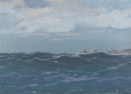 Guglielmo Grubissa Pola 1908-Trieste 1983 "Mare mosso" cm. 50x70 - olio su...