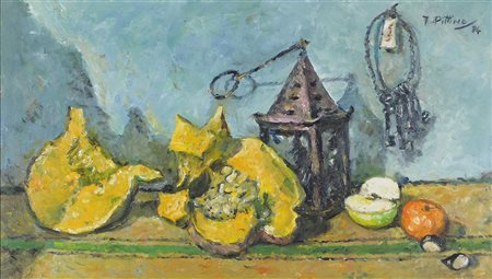 Fred Pittino Dogna (UD) 1906-1991 "Fette di zucca" cm. 40x70 - olio su tela...