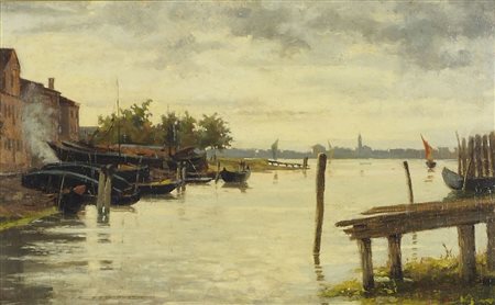 Pietro Fragiacomo 1856-1922 "Conato di S. Pietro di Castello, Venezia" cm....