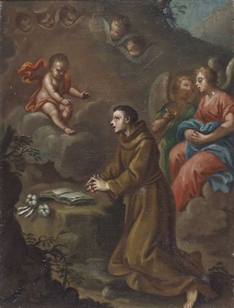 Maestro austriaco del XVIII secolo "Sant'Antonio" cm. 38x28 - olio su tela...