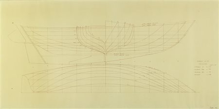 Carlo Sciarrelli 1934-2006 Progetto navale, cm. 44x88 Firmato b. a d. e...