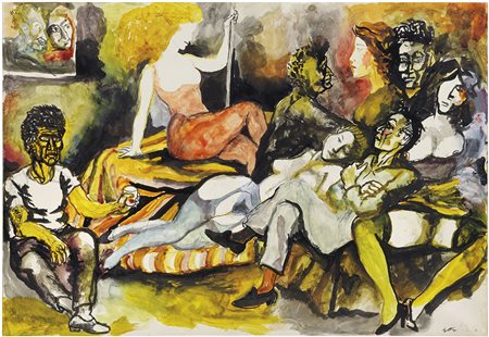 Renato Guttuso, Bagheria (Pa) 1912 - Roma 1987, Lo studio del pittore,...