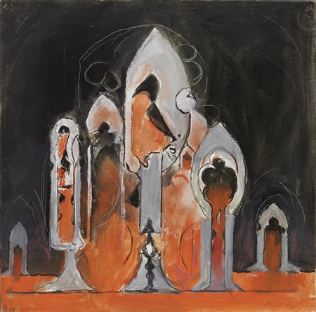 Graham Sutherland, Londra 1903 - Mentone 1980, Cattedrale, 1977, Olio su...