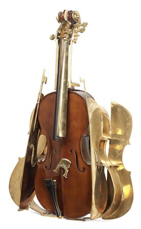 Arman, Nizza 1928 - 2005, Chrysalide, 2002, Violoncello in bronzo e legno,...