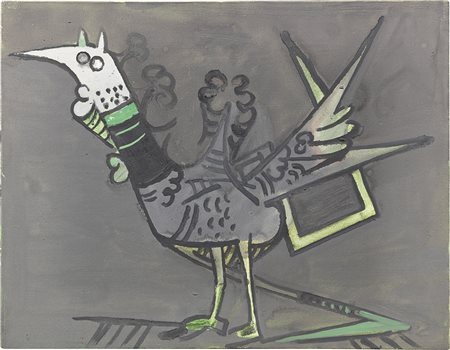 Wifredo Lam, Sagua La Grande 1902 - Parigi 1982, Le Coq, 1970, Olio su tela,...