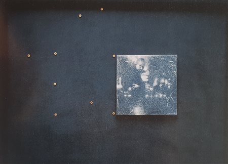 GALLIANI OMAR (1954) Nuove stelle Matita su tavola e metallo 81x110 cm Firma...