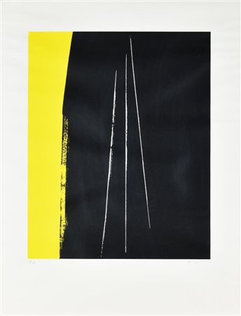 Hans Hartung COMPOSIZIONE litografia, foglio cm 80x60; es. H.C. firmato e...