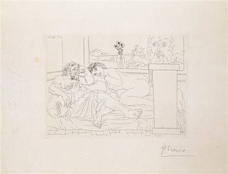 Pablo Picasso LE REPOS DU SCULPTEUR IV. 1933 acquaforte su rame, cm...