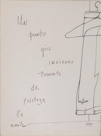 Valerio Adami UN PUNTO GRIS INVIERNO TRAMONTA DE TRISTEZA LA MUERTE tecnica...