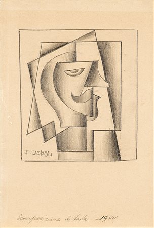 Fortunato Depero (Malosco 1892 - Rovereto 1960)"Scomposizione di testa"...