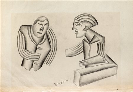 Fortunato Depero (Malosco 1892 - Rovereto 1960)"Studi per figure"...