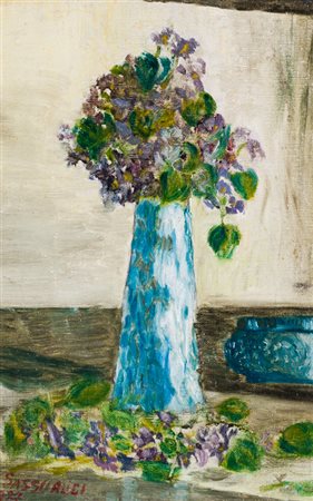 ALIGI SASSU (1912-2000)Vaso di fiori, 1927Olio su telacm 37,5x25Firma e...