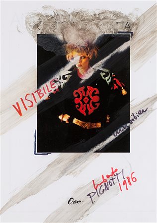 Lamberto Pignotti Visibile, invisibile 1986 tecnica mista su carta cm 30,5x22...