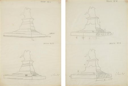 Christo e Jeanne Claude a) Disegno 1-2 b) Disegno 3-4 grafite su carta cm...