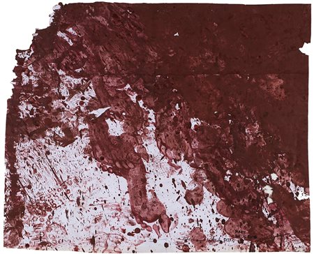 Hermann Nitsch Senza titolo 2012 olio su carta cm 70x100 Firmato e datato in...