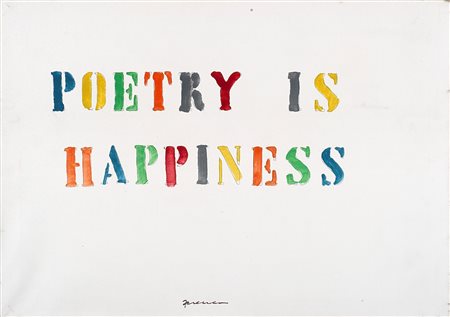 Sarenco Mabellini Poetry is happiness tecnica mista su tela cm 50x70Firmato...