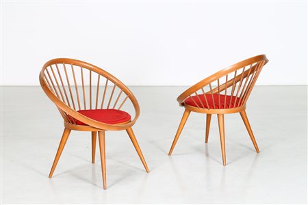 EKSTROM YNGVE (1913 - 1988) Coppia di sedie mod. Circle chair. Legno di...