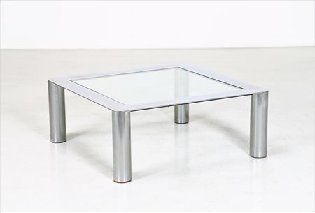 FRATTINI GIANFRANCO (1926 - 2004) Tavolino. Metallo cromato e vetro. Cm 90,00...