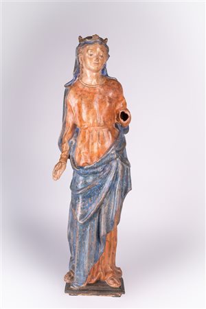 ARTISTA DEL XVI SECOLO Figura femminile in terracotta policroma. Terracotta...