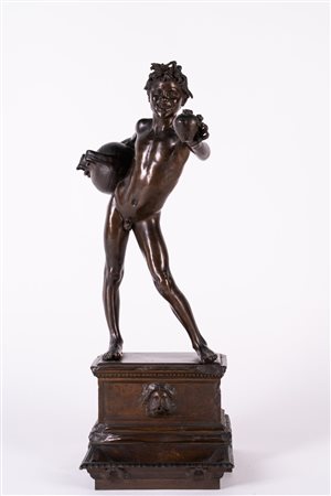 GEMITO VINCENZO (1852 - 1929) L'acquaiolo. Bronzo. Cm 18,00 x 53,00 x 20,50....