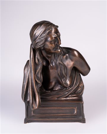 GEMITO VINCENZO (1852 - 1929) Mezzo busto femminile. Bronzo. Cm 18,00 x 30,00...