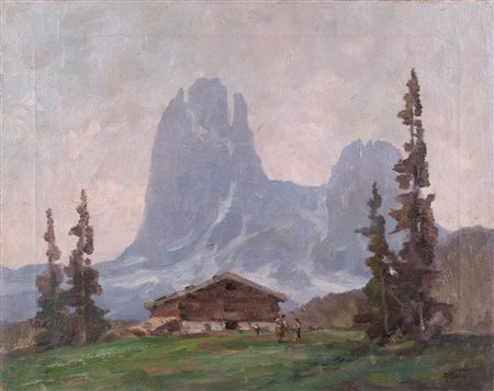 SALVIATI GIOVANNI (1881 - 1951) Dolomiti di Val Gardena. . Olio su tela . Cm...