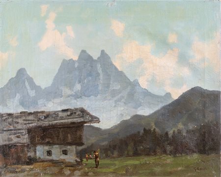 SALVIATI GIOVANNI (1881 - 1951) Val di Braies. Olio su tela . Cm 50,00 x...