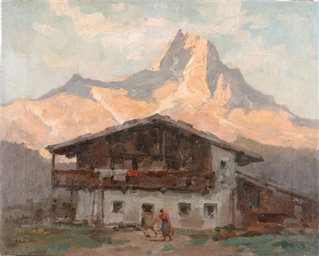 SALVIATI GIOVANNI (1881 - 1951) Val di Fassa. Olio su tela . Cm 50,00 x...