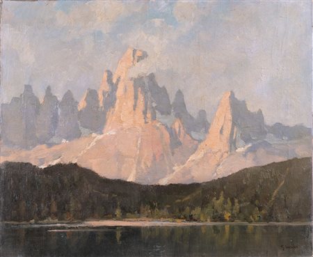 SALVIATI GIOVANNI (1881 - 1951) Lago di Misurina. Olio su tela . Cm 50,00 x...