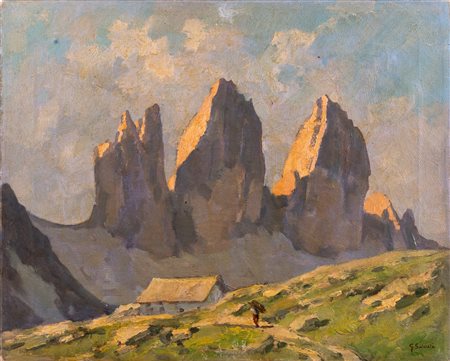 SALVIATI GIOVANNI (1881 - 1951) Cime di Lavaredo. Olio su tela . Cm 50,00 x...