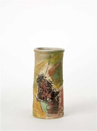 Carlo Zauli (1926 - 2002)Vaso a sezione cilindrica in ceramica modellata,...