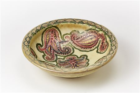 Focaccia & Melandri Ciotola in ceramica decorata con smalti e lustri...