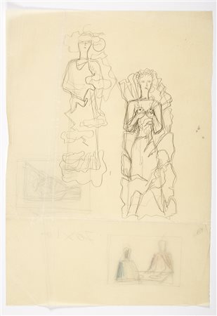 Gio Ponti ( Milano 1891 - Milano 1979 ) ITA Due studi, uno per due figure...