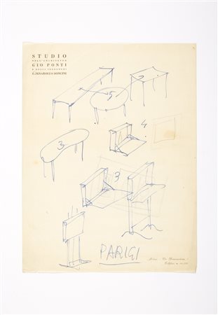 Gio Ponti (Milano 1891 - Milano 1979)Nove disegni di arredi. Milano, fra i...
