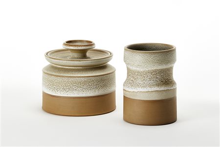 Manifattura Ceramica Arcore ITA Lotto composto da un vaso e un contenitore in...