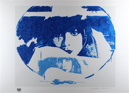 GIOSETTA FIORONI Doppio Liberty Blue Serigrafia polimaterica a carborundum a...