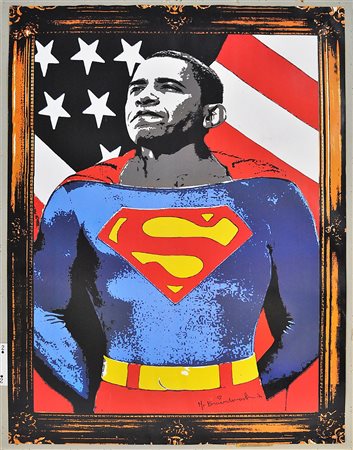 MR BRAINWASH Obama Superman Gold Serigrafia Dim. 92X62 Pubblicato sulla...