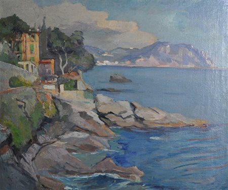 GIOVANNI GOVERNATO Nervi e il Promontorio di Portofino Olio su tela Dim....