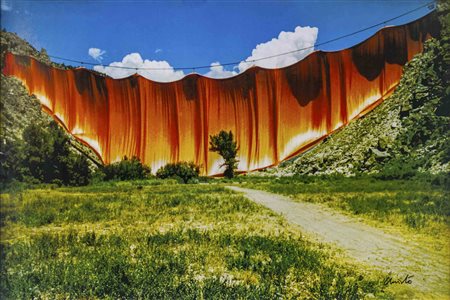 CHRISTO (1935) The Valley Courtain Stampa offset 100 x 70 cm Firmata in basso...