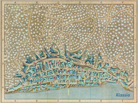 RICCARDO GUSMAROLI (1963) Alassio 1998 Tecnica mista su cartina geografica 16...