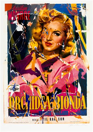 MIMMO ROTELLA (1918-2006)Orchidea BiondaMultiplo décollagecm 100x70Firma e...