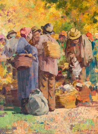 GIULIO DA VICCHIO (1925-2004)La massaia (Contadini al mercato dei polli)Olio...