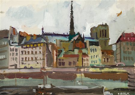 DINA BELLOTTI (1912-2003)Notre Dame dalla Senna, 1983Tempera su telacm...