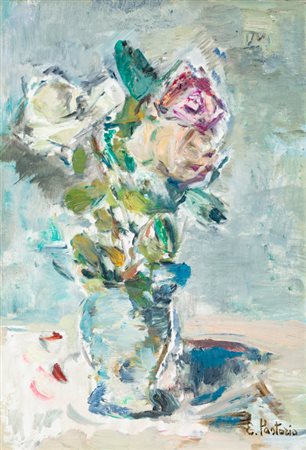 EZIO PASTORIO (1911-2006)Due rose, 1979Olio su cartone telatocm 35x50Firma al...