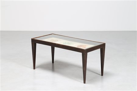 BUFFA PAOLO (1903 - 1970) Attrib. Tavolino . Legno di noce e vetro. Cm 95,00...