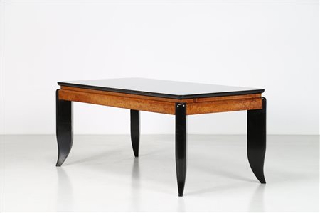 MANIFATTURA ITALIANA Tavolo. Legno e vetro. Cm 186,00 x 83,00 x 96,00. Base...