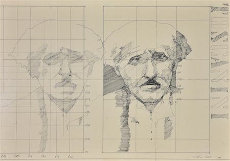 Sebastiano Trovato Toscanini tecnica mista su carta, cm 50x70 sul fronte:...